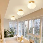 Kapok Flower Mini Flush Mount Ceiling Light in Wood Grain Metal