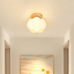 Kapok Flower Mini Flush Mount Ceiling Light in Wood Grain Metal