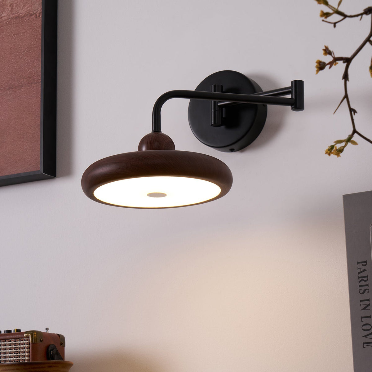 Karlin Swing Arm LED Wall Sconce in Metal and Acrylic