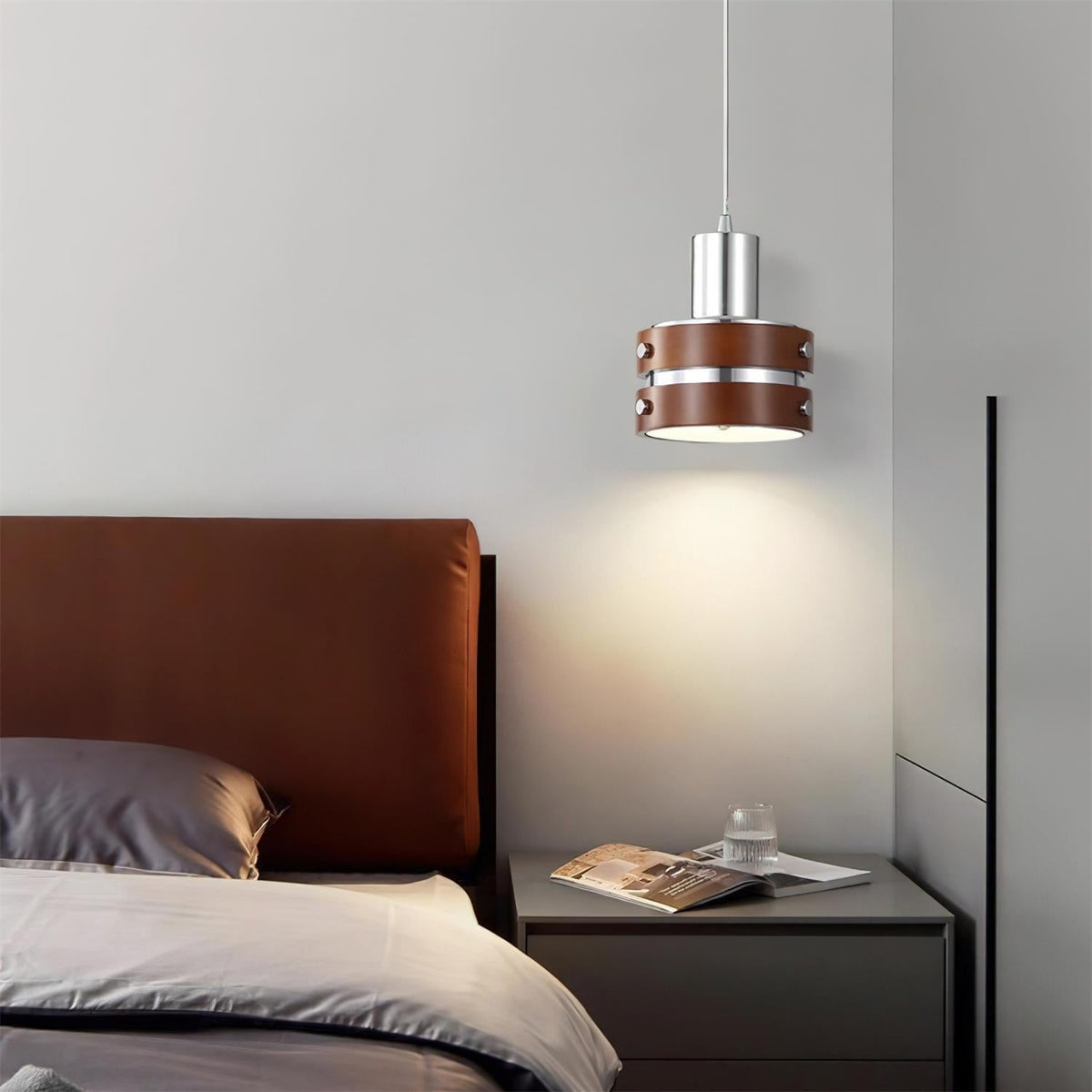 Karry Pendant Light in Chrome and Walnut Wood for Modern Interiors