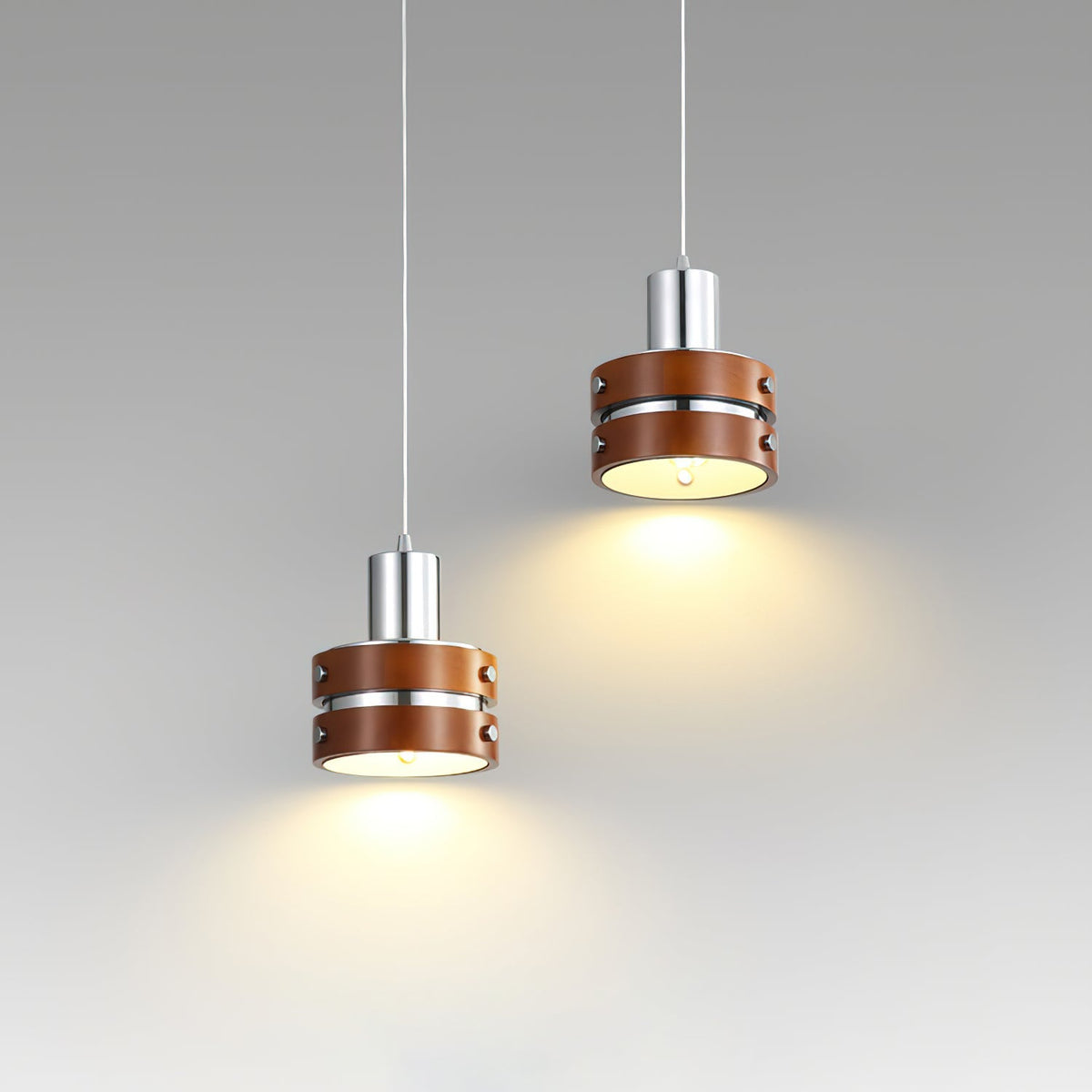 Karry Pendant Light in Chrome and Walnut Wood for Modern Interiors