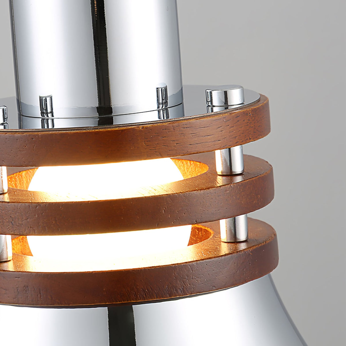 Karry Pendant Light in Chrome and Walnut Wood for Modern Interiors