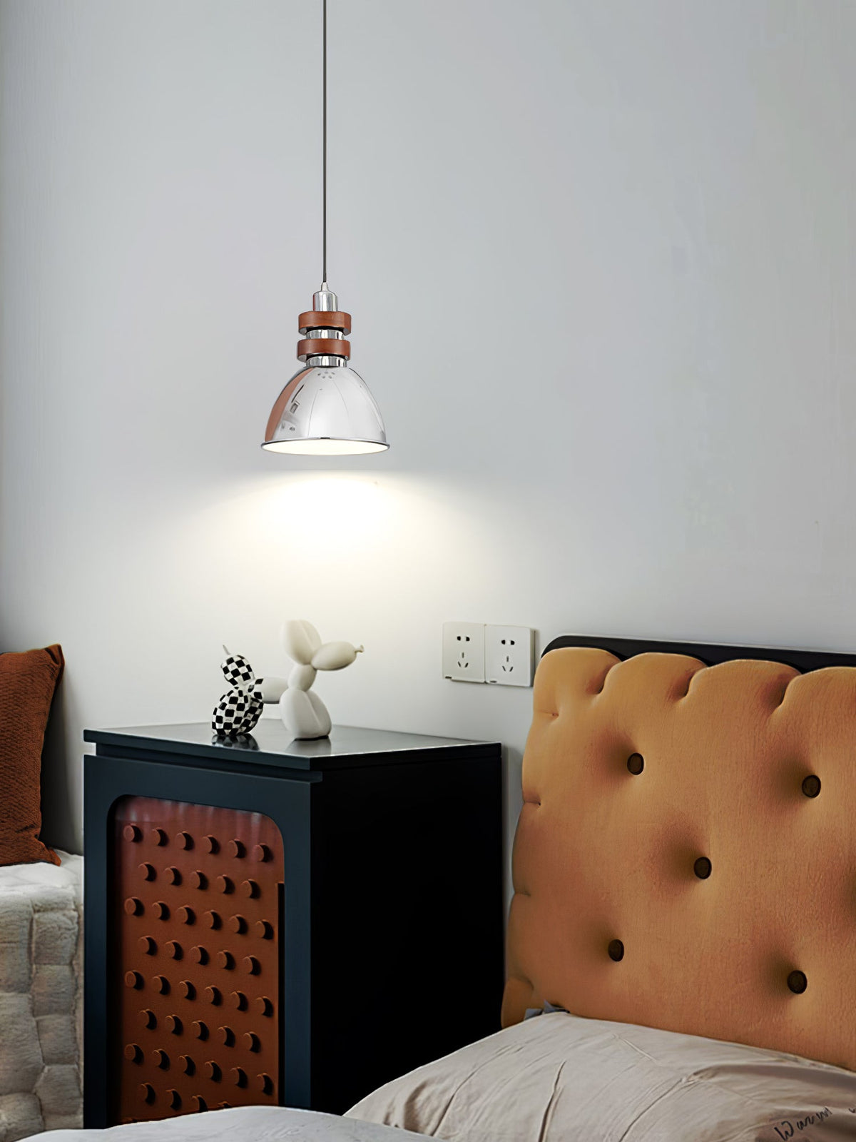 Karry Pendant Light in Chrome and Walnut Wood for Modern Interiors