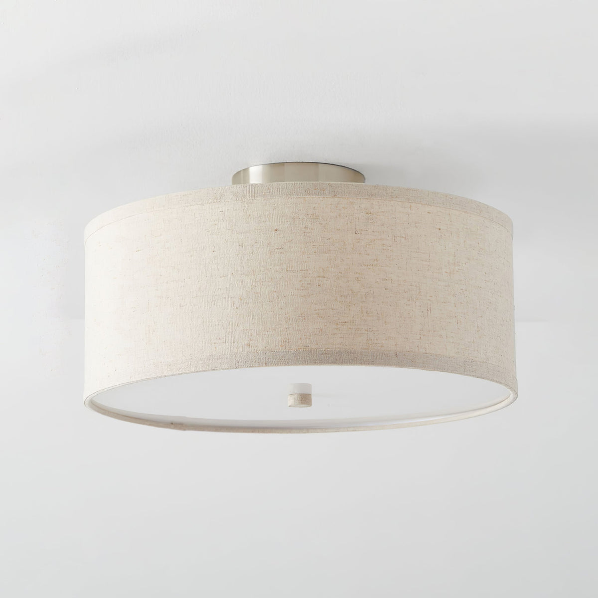 Kasha Linen Flush Mount Ceiling Light – Modern Minimalist Fabric Shade for Bedroom and Living Room