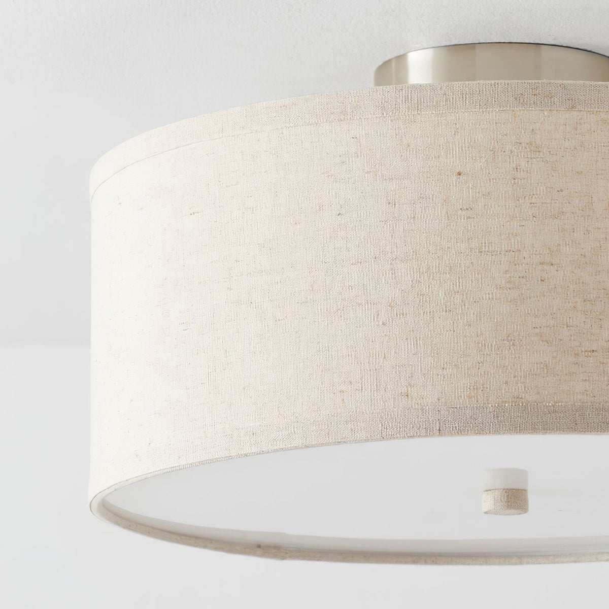 Kasha Linen Flush Mount Ceiling Light – Modern Minimalist Fabric Shade for Bedroom and Living Room