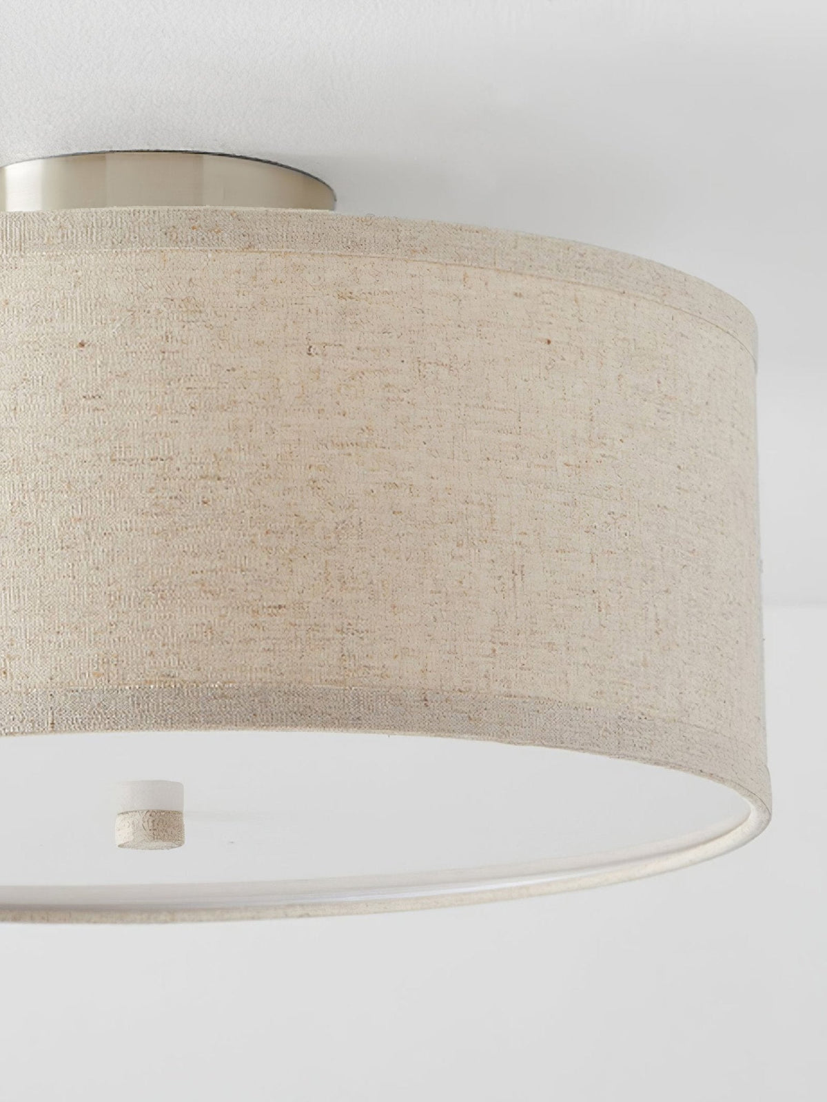 Kasha Linen Flush Mount Ceiling Light – Modern Minimalist Fabric Shade for Bedroom and Living Room
