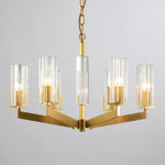 Kayla Brass Chandelier – Modern Glass Pendant Light for Dining Room & Living Room