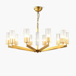 Kayla Brass Chandelier – Modern Glass Pendant Light for Dining Room & Living Room