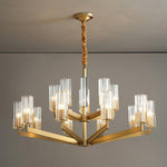 Kayla Brass Chandelier – Modern Glass Pendant Light for Dining Room & Living Room