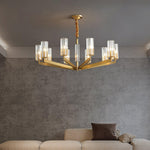 Kayla Brass Chandelier – Modern Glass Pendant Light for Dining Room & Living Room