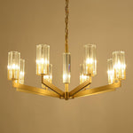 Kayla Brass Chandelier – Modern Glass Pendant Light for Dining Room & Living Room