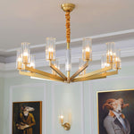 Kayla Brass Chandelier – Modern Glass Pendant Light for Dining Room & Living Room