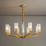 Kayla Brass Chandelier – Modern Glass Pendant Light for Dining Room & Living Room