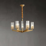 Kayla Brass Chandelier – Modern Glass Pendant Light for Dining Room & Living Room