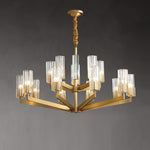 Kayla Brass Chandelier – Modern Glass Pendant Light for Dining Room & Living Room