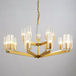 Kayla Brass Chandelier – Modern Glass Pendant Light for Dining Room & Living Room