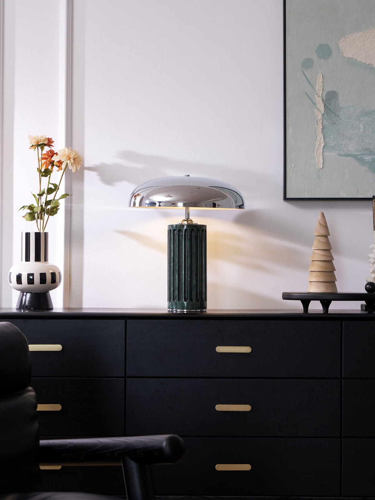 Aurelio Dome Table Lamp with Marble Base – Modern Sculptural Lighting