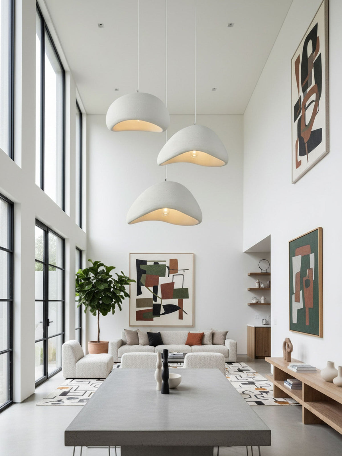 Selene Halia Pendant Light — Moon-Inspired Dome Pendant in Grey or White