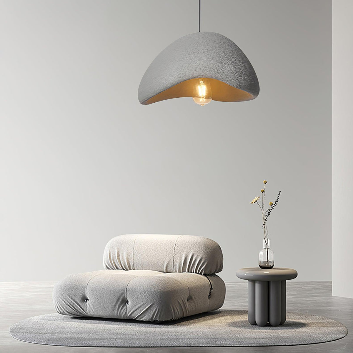 Selene Halia Pendant Light — Moon-Inspired Dome Pendant in Grey or White
