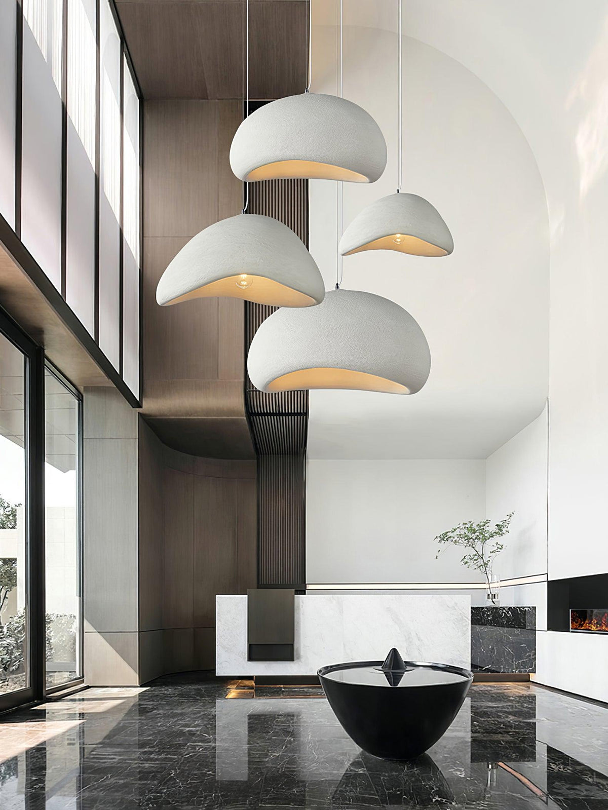 Selene Halia Pendant Light — Moon-Inspired Dome Pendant in Grey or White
