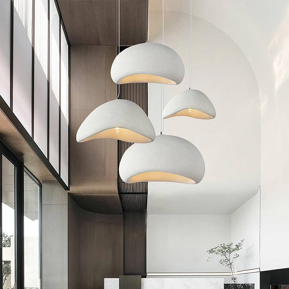 Selene Halia Pendant Light — Moon-Inspired Dome Pendant in Grey or White