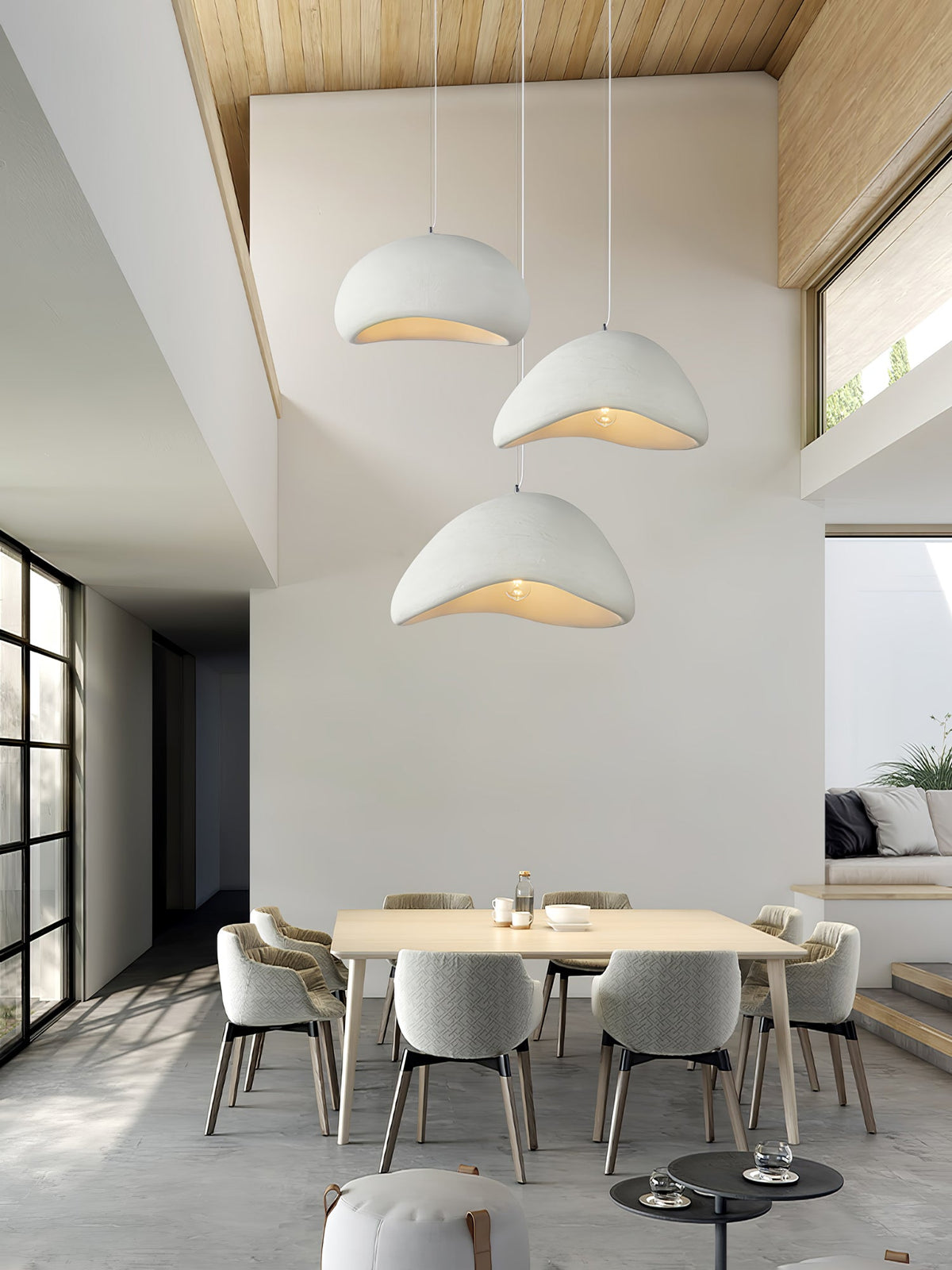Selene Halia Pendant Light — Moon-Inspired Dome Pendant in Grey or White