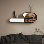 Kinetic Spiral Wall Sconce with LED Light in Black and Wood