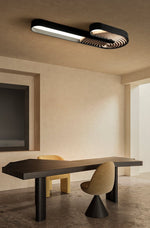 Kinetic Spiral Wall Sconce with LED Light in Black and Wood