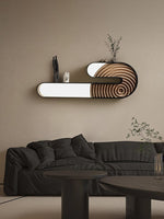 Kinetic Spiral Wall Sconce with LED Light in Black and Wood