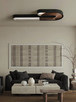 Kinetic Spiral Wall Sconce with LED Light in Black and Wood
