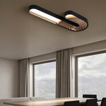 Kinetic Spiral Wall Sconce with LED Light in Black and Wood