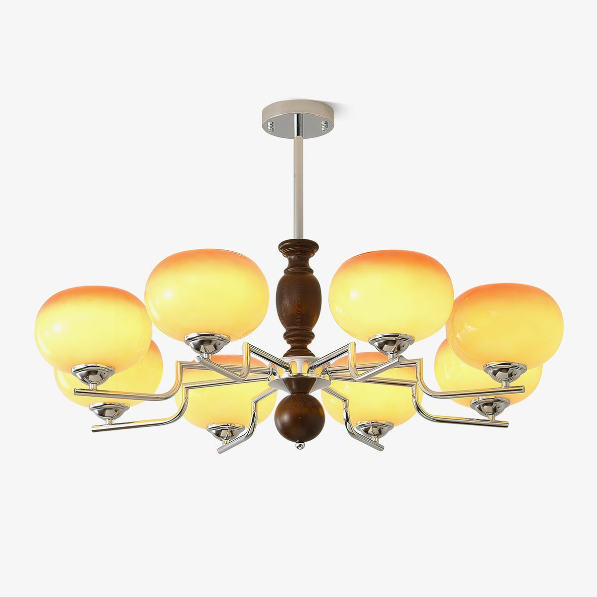 Kingsley Modern Glass Chandelier with Amber Globes for Dining Room and Living Room