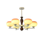 Kingsley Modern Glass Chandelier with Amber Globes for Dining Room and Living Room