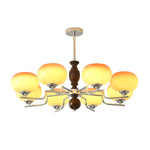 Kingsley Modern Glass Chandelier with Amber Globes for Dining Room and Living Room