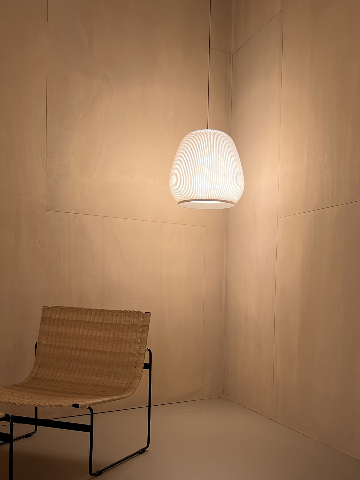 Lantern Knit Pendant Light – Woven Fabric Shade, Modern Minimalist Ceiling Lamp