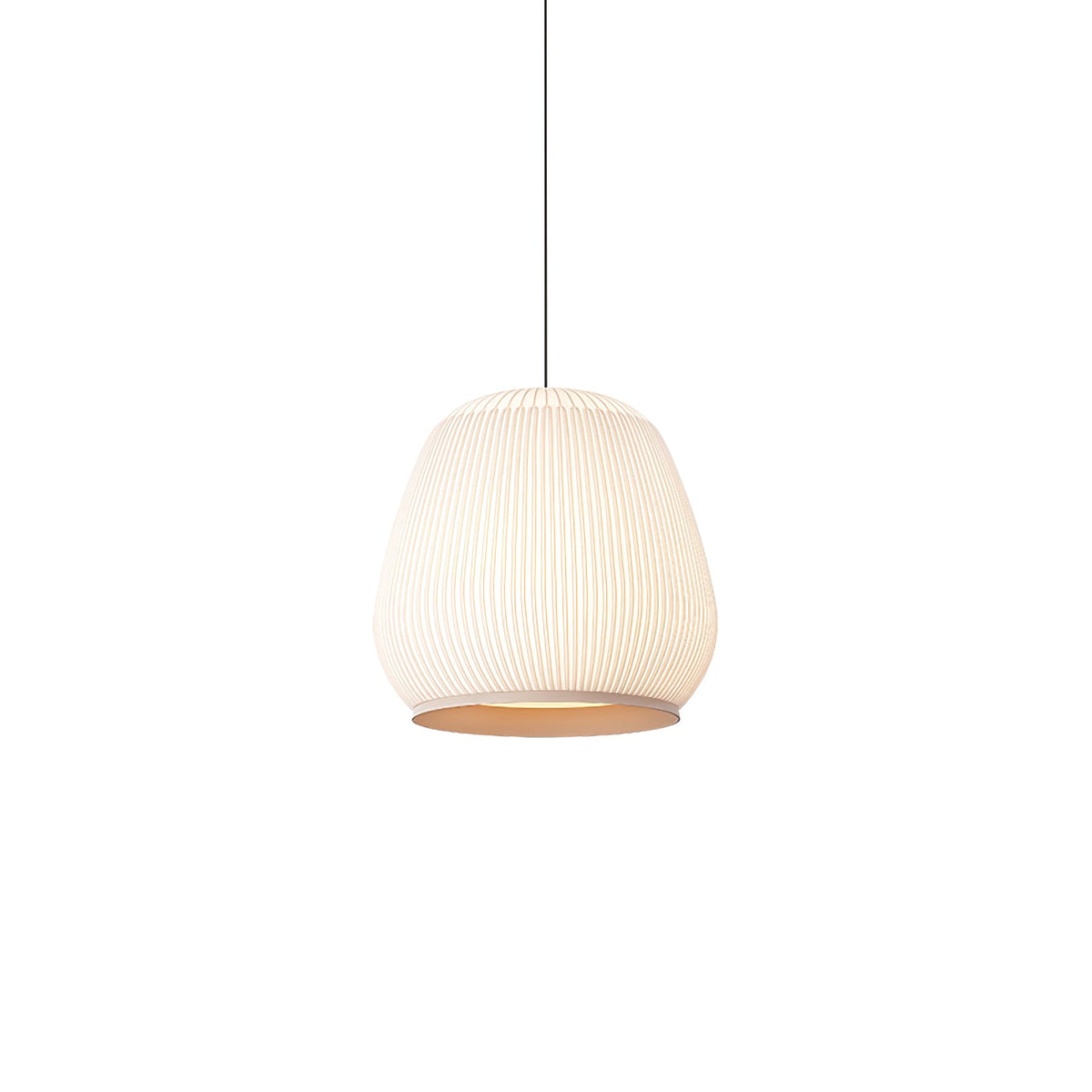 Lantern Knit Pendant Light – Woven Fabric Shade, Modern Minimalist Ceiling Lamp