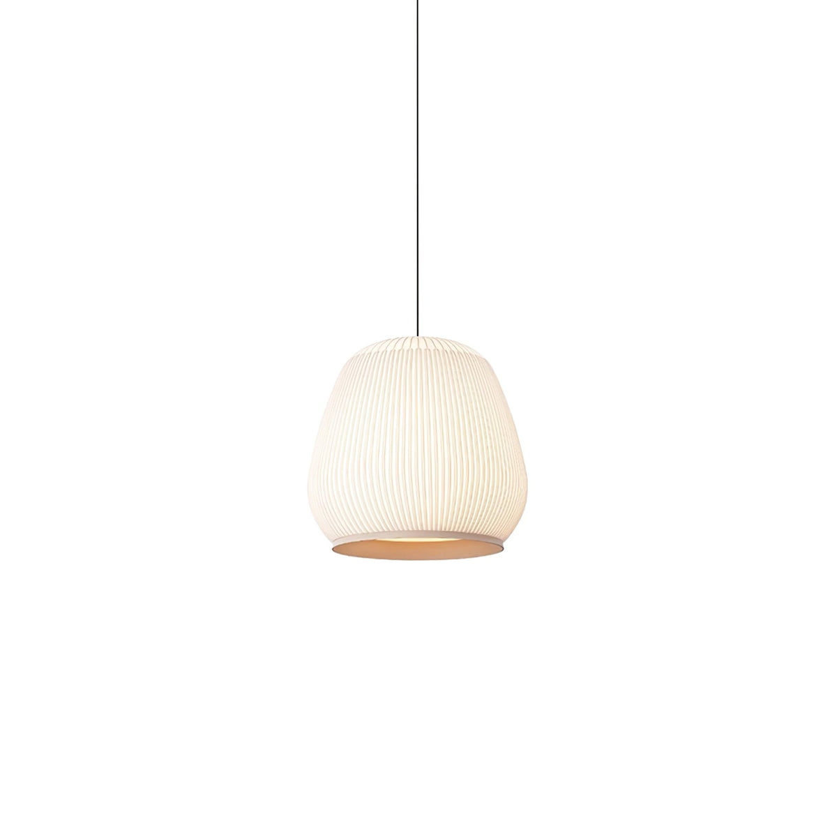 Lantern Knit Pendant Light – Woven Fabric Shade, Modern Minimalist Ceiling Lamp