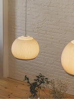 Lantern Knit Pendant Light – Woven Fabric Shade, Modern Minimalist Ceiling Lamp