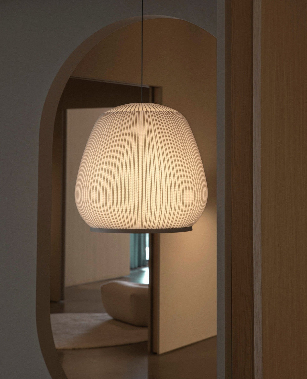 Lantern Knit Pendant Light – Woven Fabric Shade, Modern Minimalist Ceiling Lamp