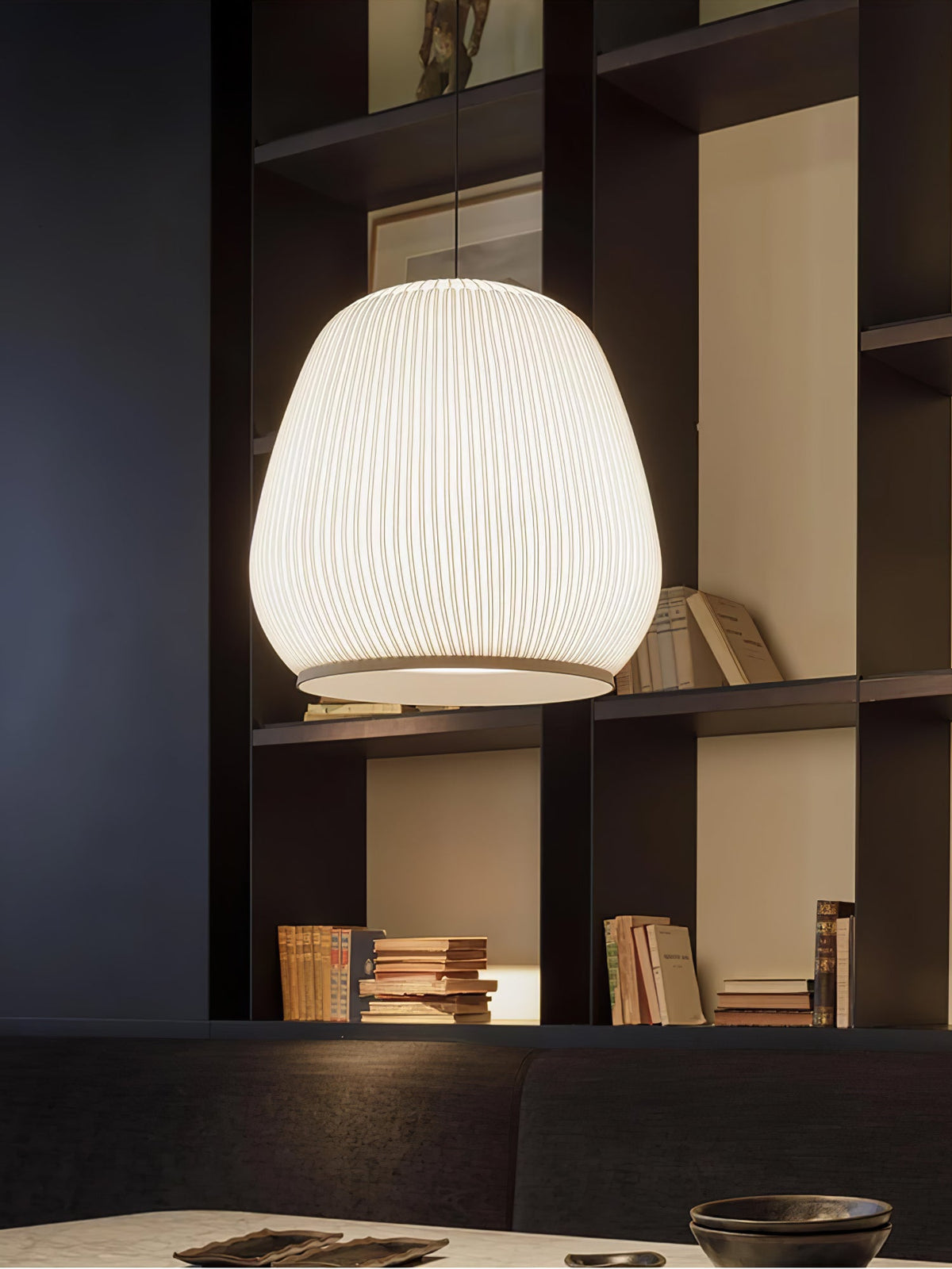 Lantern Knit Pendant Light – Woven Fabric Shade, Modern Minimalist Ceiling Lamp