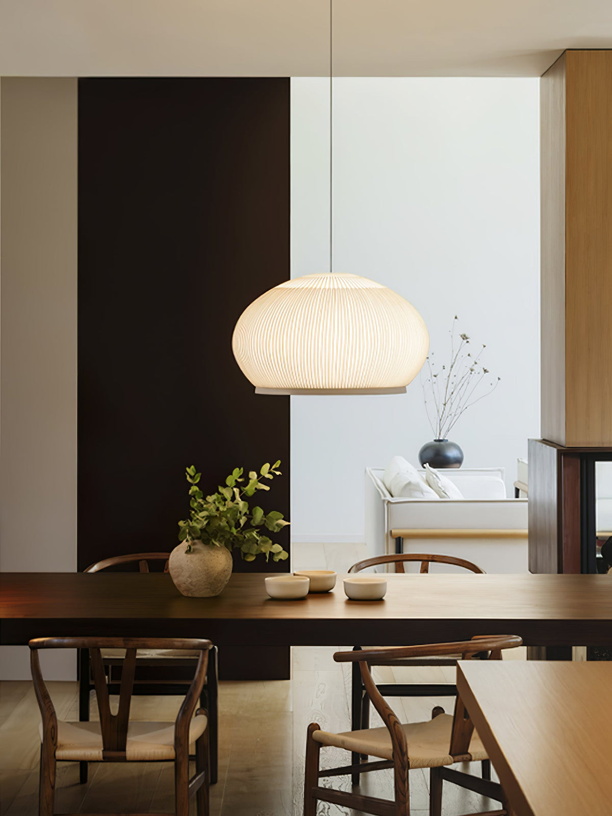 Lantern Knit Pendant Light – Woven Fabric Shade, Modern Minimalist Ceiling Lamp