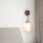 Knot Hearth Sconce — Travertine & Wood Wall Light