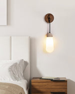 Knot Hearth Sconce — Travertine & Wood Wall Light