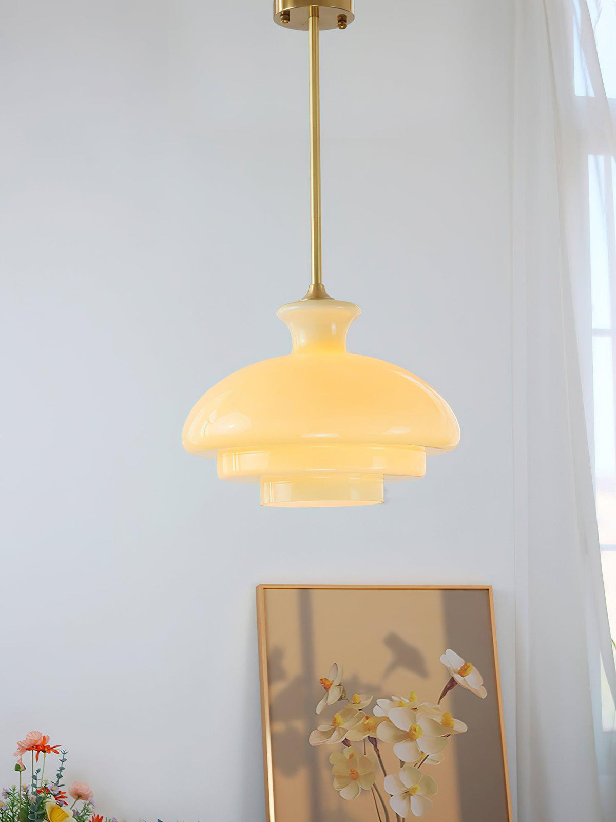 Paolina Glass Pendant Light – Mid-Century Modern Ceiling Lamp in Gold