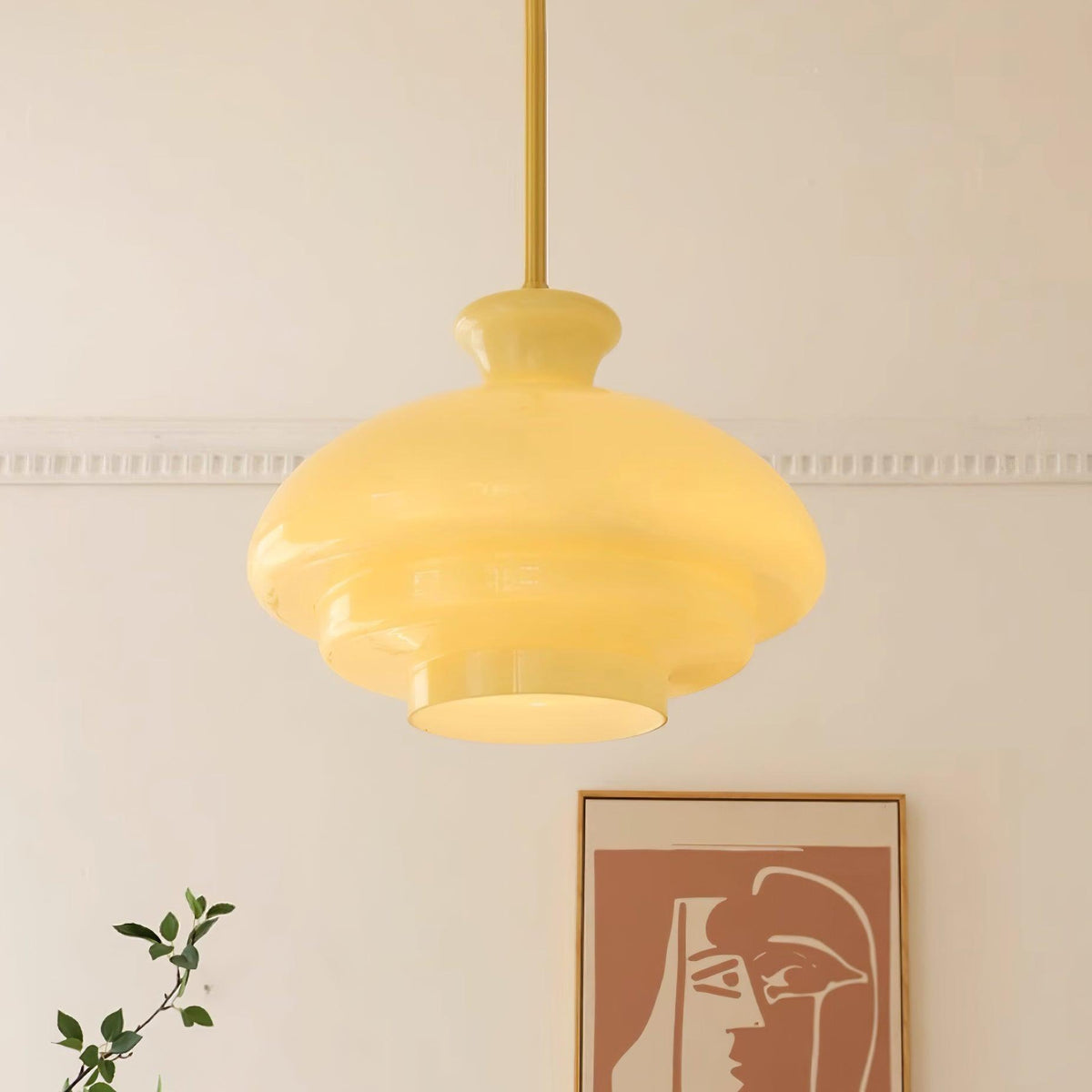 Paolina Glass Pendant Light – Mid-Century Modern Ceiling Lamp in Gold