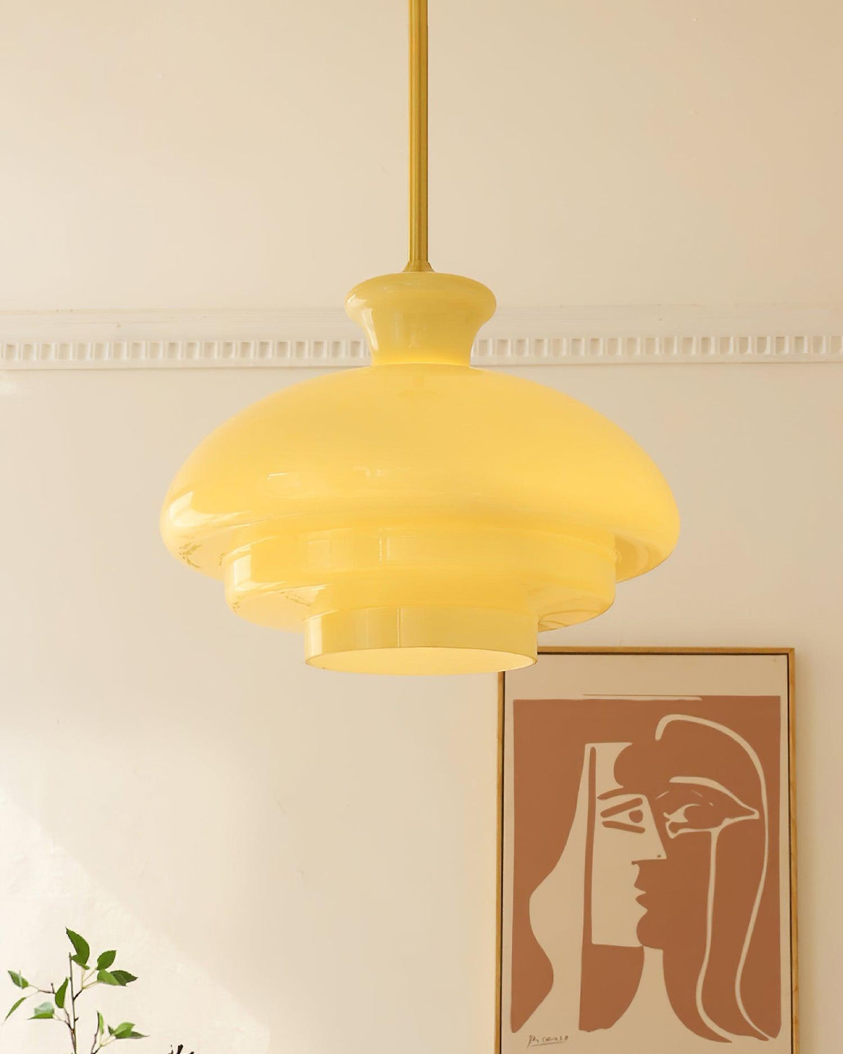 Paolina Glass Pendant Light – Mid-Century Modern Ceiling Lamp in Gold
