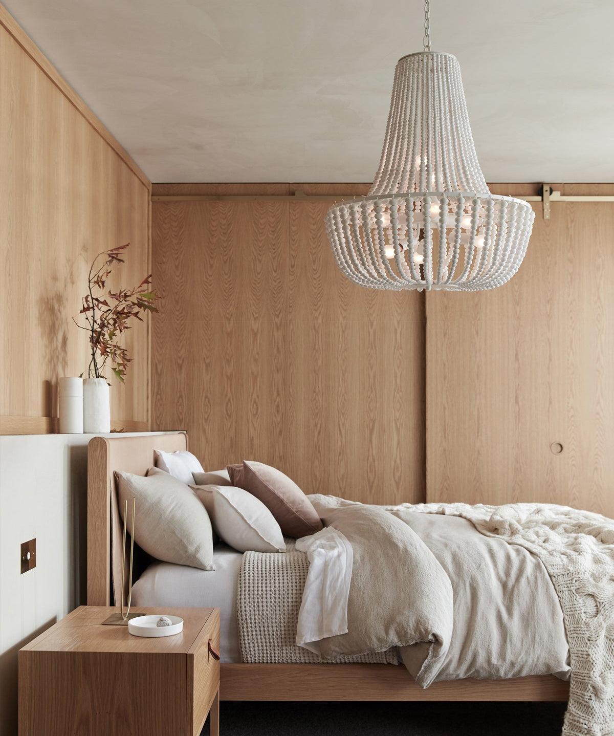 Koralky Beaded Chandelier with Wooden Accents for Modern Interiors