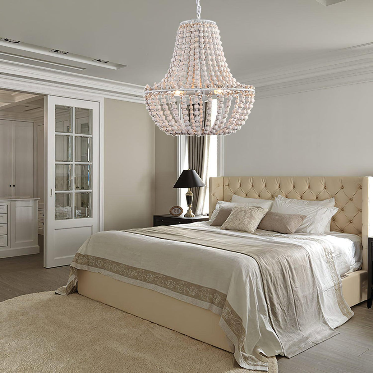 Koralky Beaded Chandelier with Wooden Accents for Modern Interiors