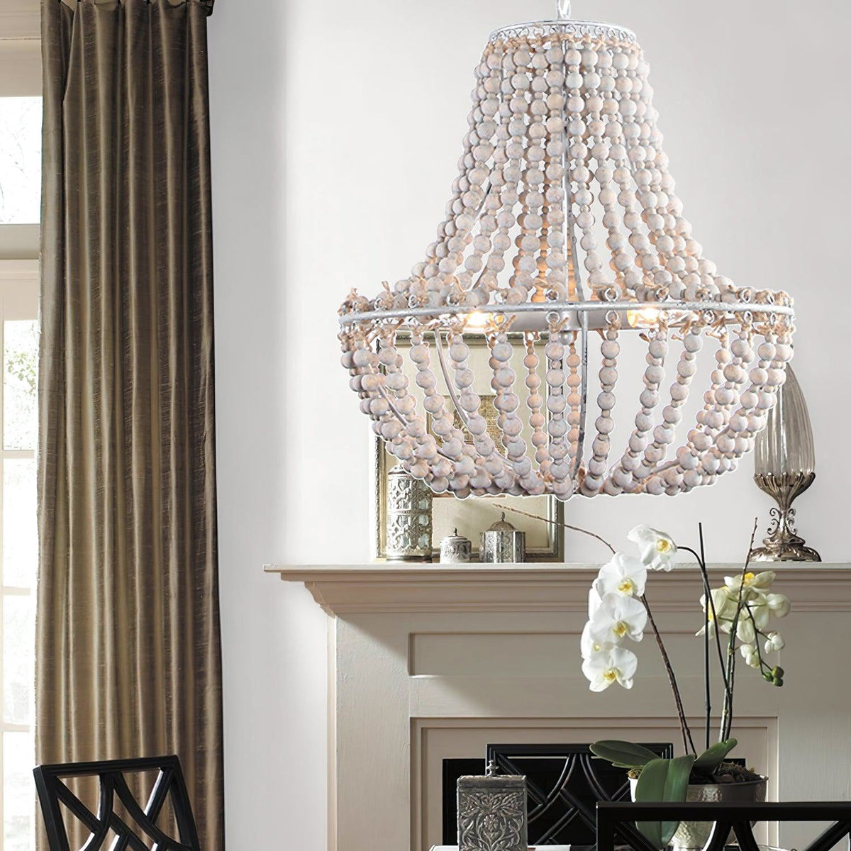 Koralky Beaded Chandelier with Wooden Accents for Modern Interiors