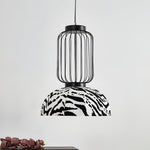 Korvo Pendant Light – Sculptural Black Metal & Fabric Dome Lamp